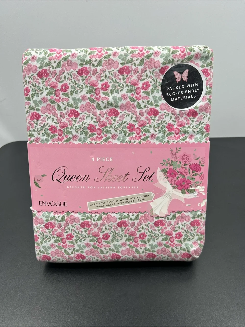 Envogue Pink Floral Queen Sheet 4 pieces Set